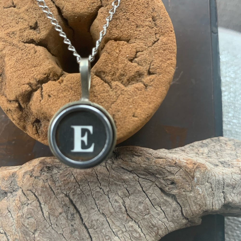 E typewriter key pendant